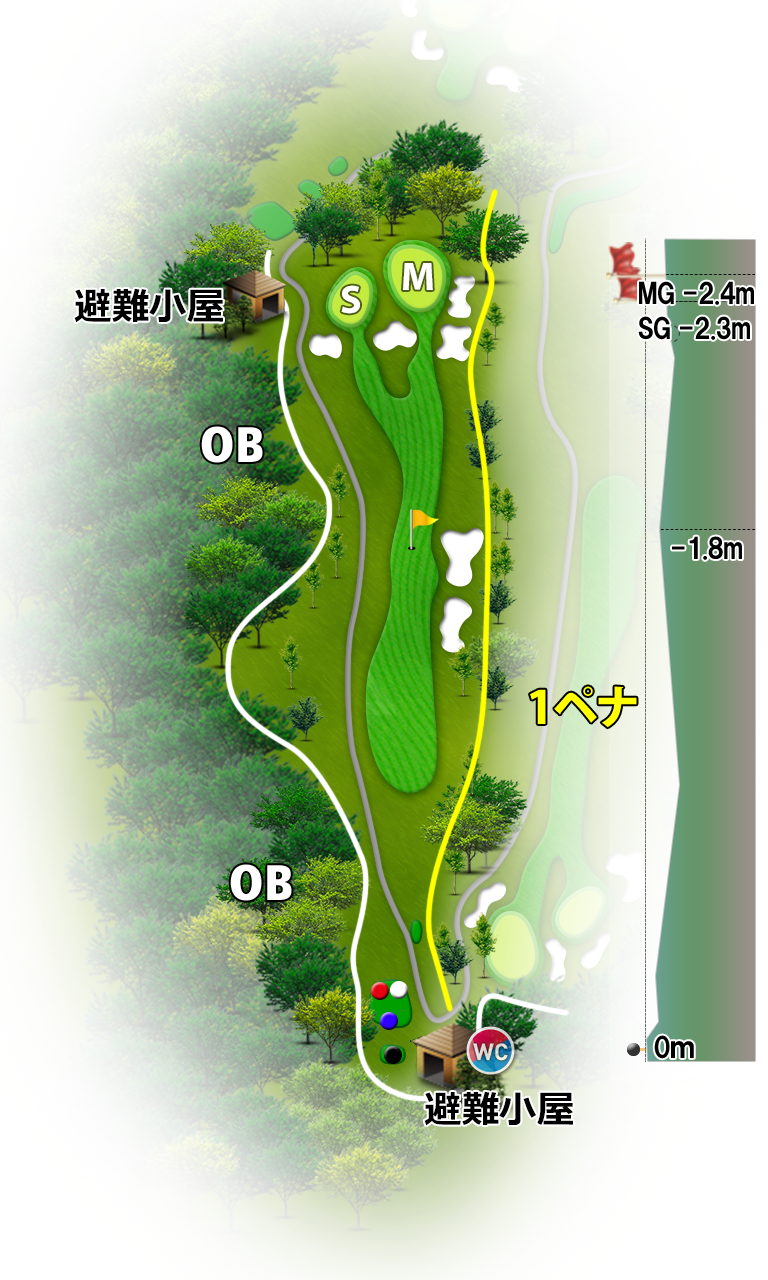 六甲カントリー倶楽部 IN12番ホール コース図