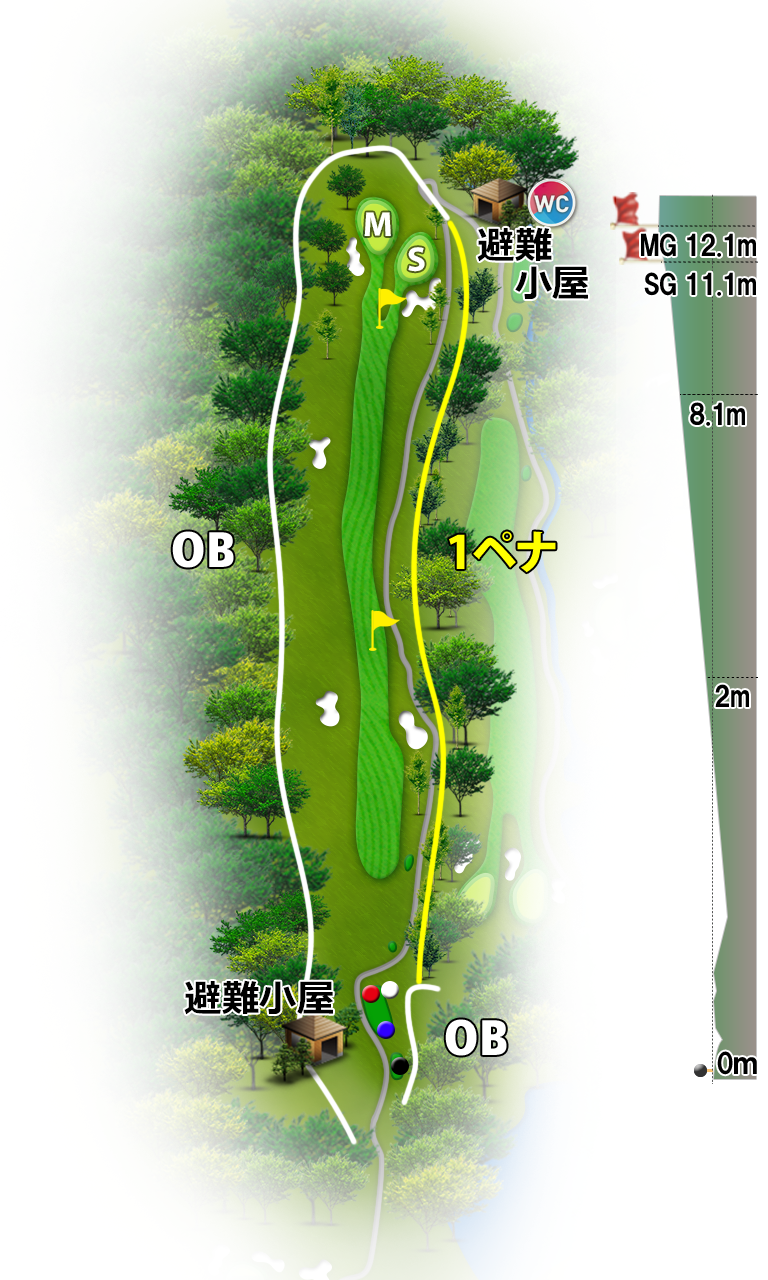 六甲カントリー倶楽部 IN14番ホール コース図