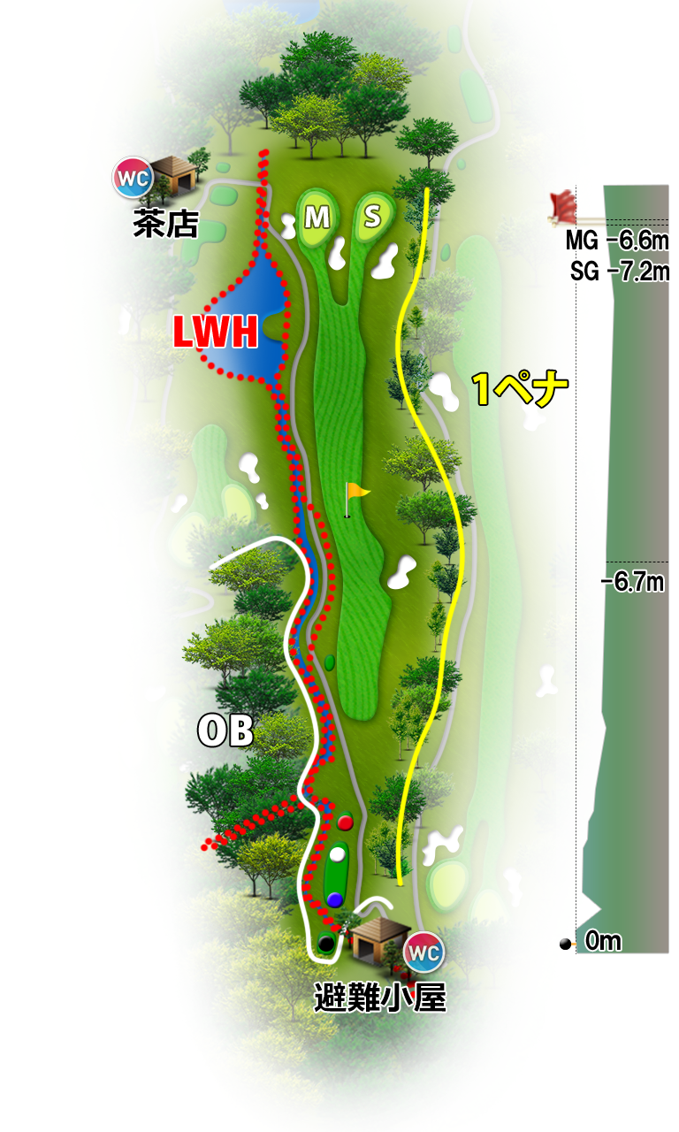 六甲カントリー倶楽部 IN15番ホール コース図