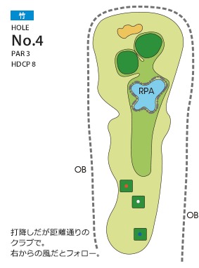 北九州カントリー倶楽部 竹4番ホール コース図