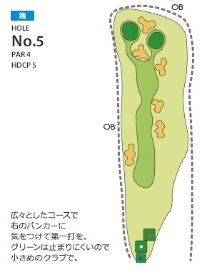 北九州カントリー倶楽部 梅5番ホール コース図