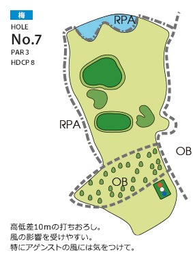 北九州カントリー倶楽部 梅7番ホール コース図