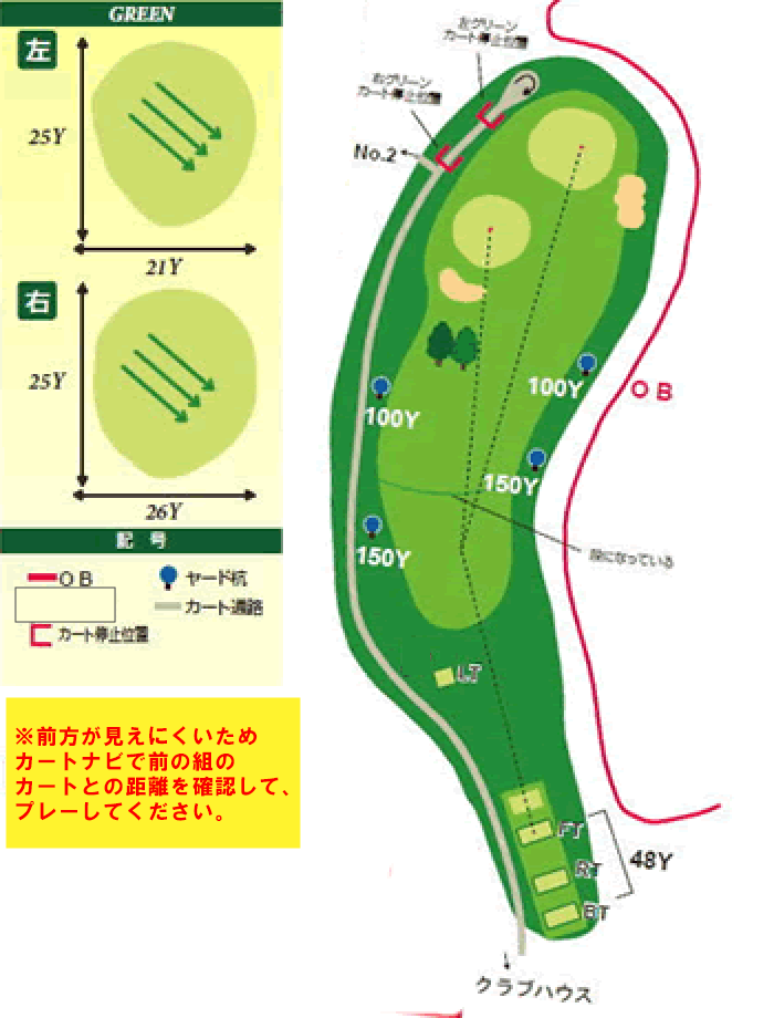 都賀カンツリー倶楽部 北1番ホール コース図