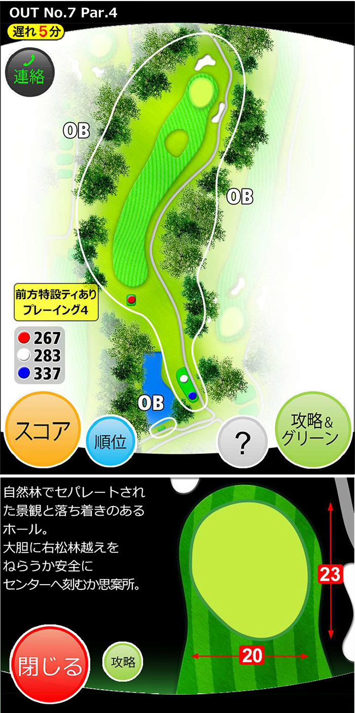 ガーランドゴルフ倶楽部 OUT7番ホール コース図
