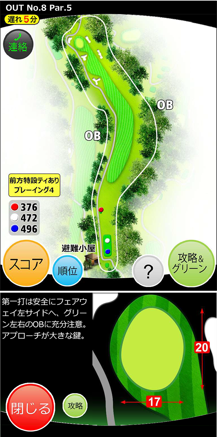 ガーランドゴルフ倶楽部 OUT8番ホール コース図