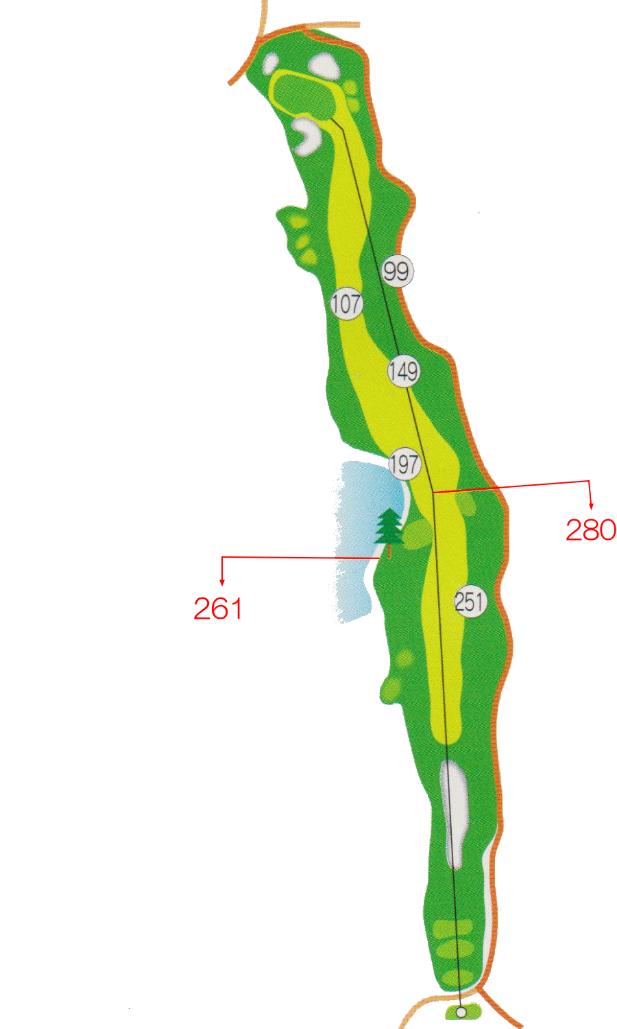 棚山ゴルフ倶楽部 OUT9番ホール コース図