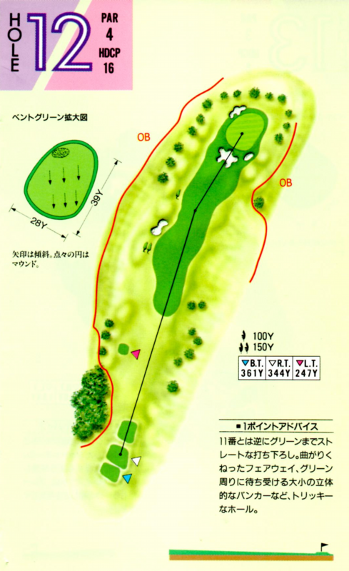 エースゴルフ場 IN12番ホール コース図