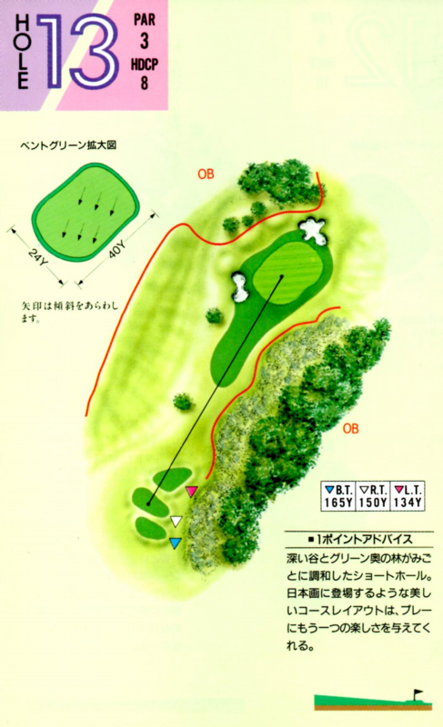 エースゴルフ場 IN13番ホール コース図