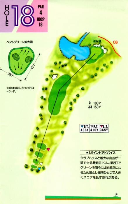 エースゴルフ場 IN18番ホール コース図