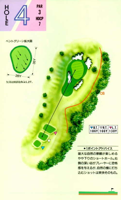 エースゴルフ場 OUT4番ホール コース図