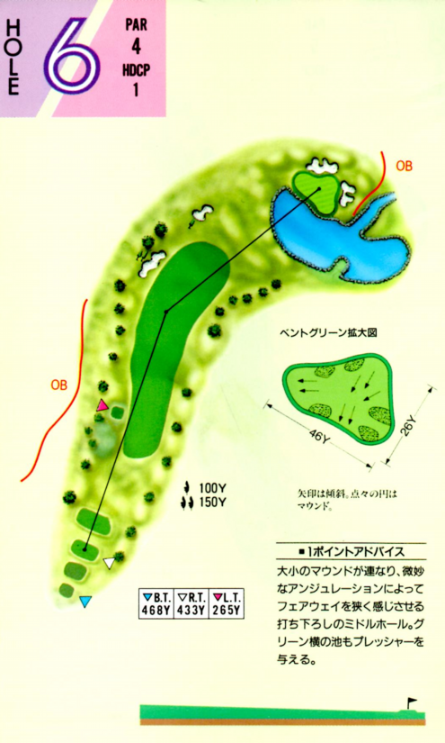 エースゴルフ場 OUT6番ホール コース図