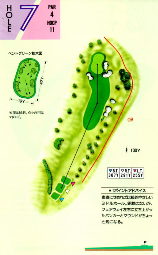 エースゴルフ場 OUT7番ホール コース図