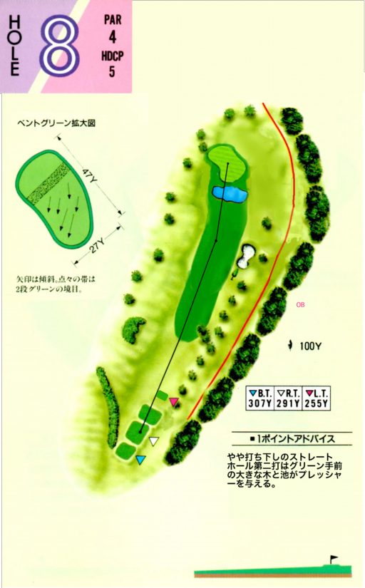 エースゴルフ場 OUT8番ホール コース図