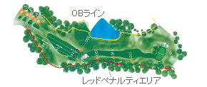 ミルフィーユゴルフクラブ OUT1番ホール コース図