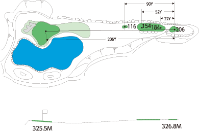 知覧カントリークラブ IN16番ホール コース図
