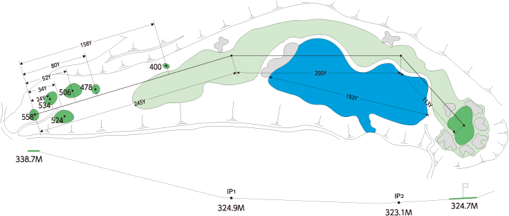 知覧カントリークラブ IN18番ホール コース図