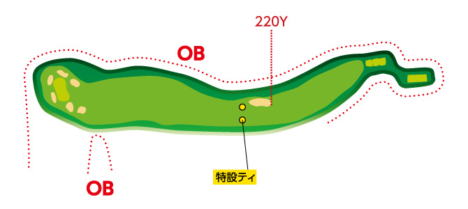 宇治カントリークラブ OUT1番ホール コース図