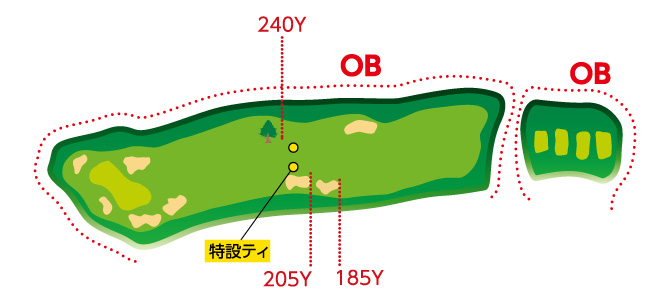 宇治カントリークラブ OUT2番ホール コース図