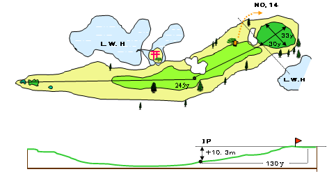 グランドチャンピオンゴルフクラブ IN13番ホール コース図