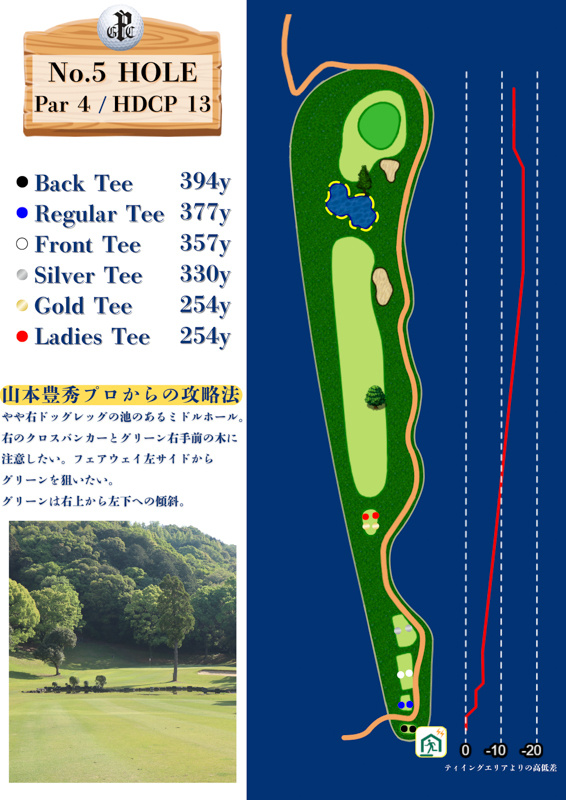 パシフィックゴルフクラブ OUT5番ホール コース図