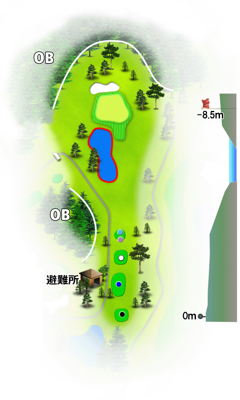 日野ゴルフ倶楽部 キングIN12番ホール コース図