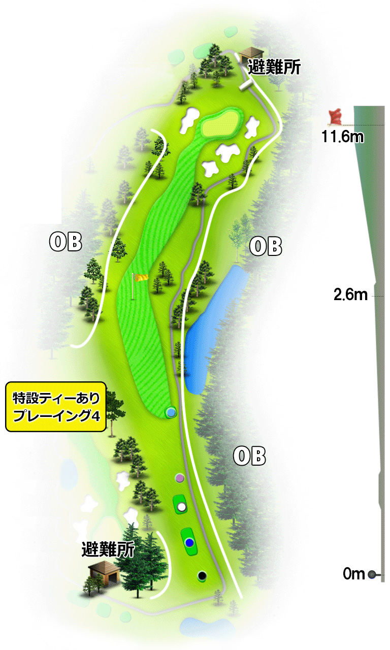 日野ゴルフ倶楽部 キングIN13番ホール コース図