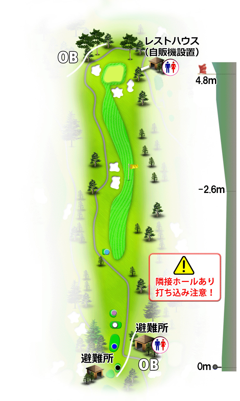 日野ゴルフ倶楽部 キングIN15番ホール コース図