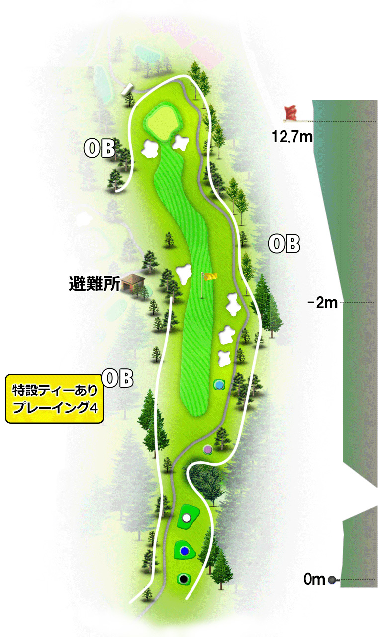 日野ゴルフ倶楽部 キングIN18番ホール コース図