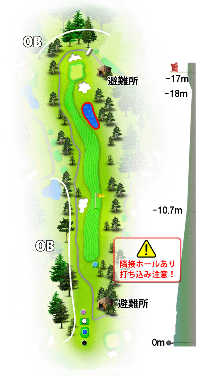 日野ゴルフ倶楽部 キングOUT2番ホール コース図