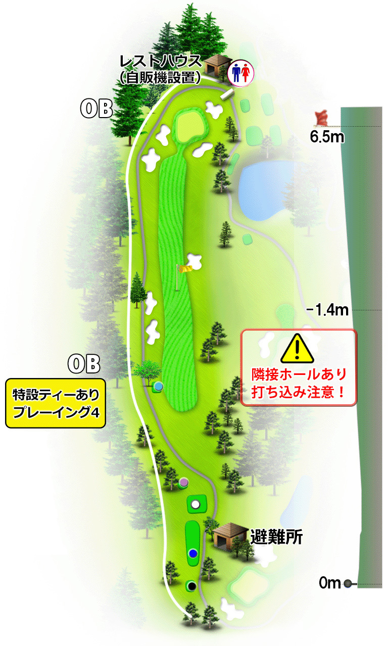 日野ゴルフ倶楽部 キングOUT3番ホール コース図