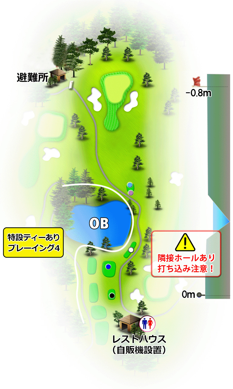 日野ゴルフ倶楽部 キングOUT4番ホール コース図