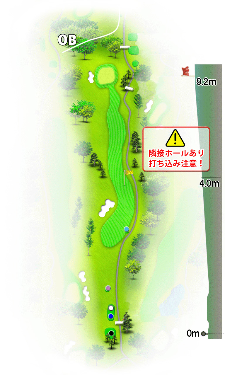 日野ゴルフ倶楽部 クイーンIN10番ホール コース図