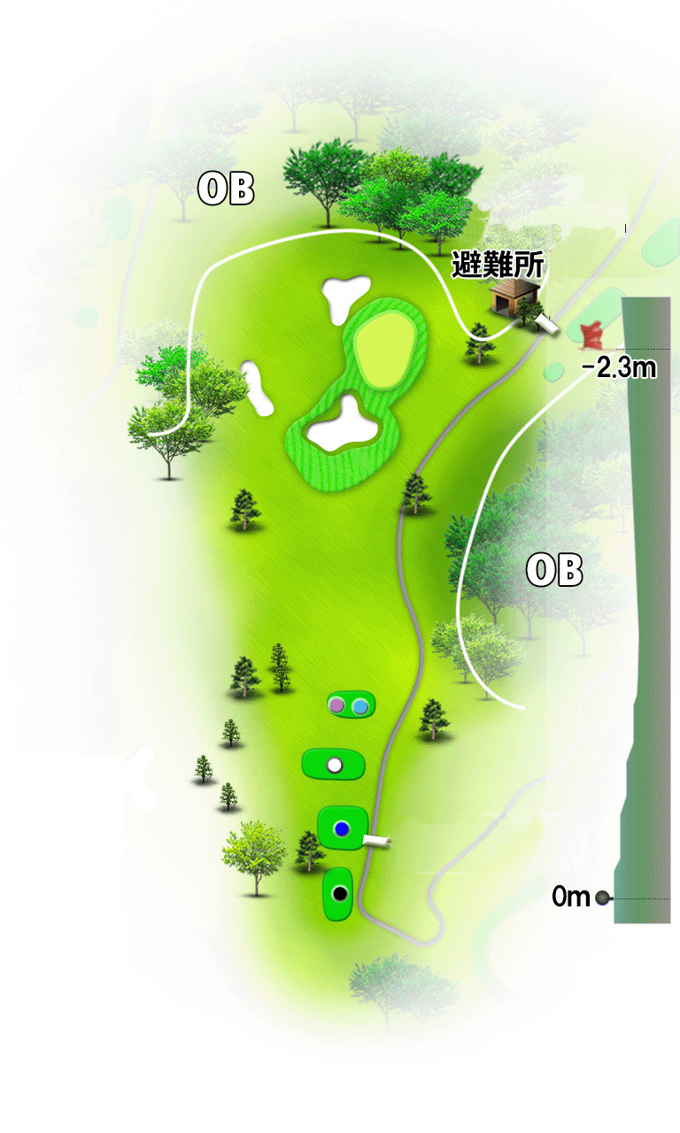 日野ゴルフ倶楽部 クイーンIN15番ホール コース図