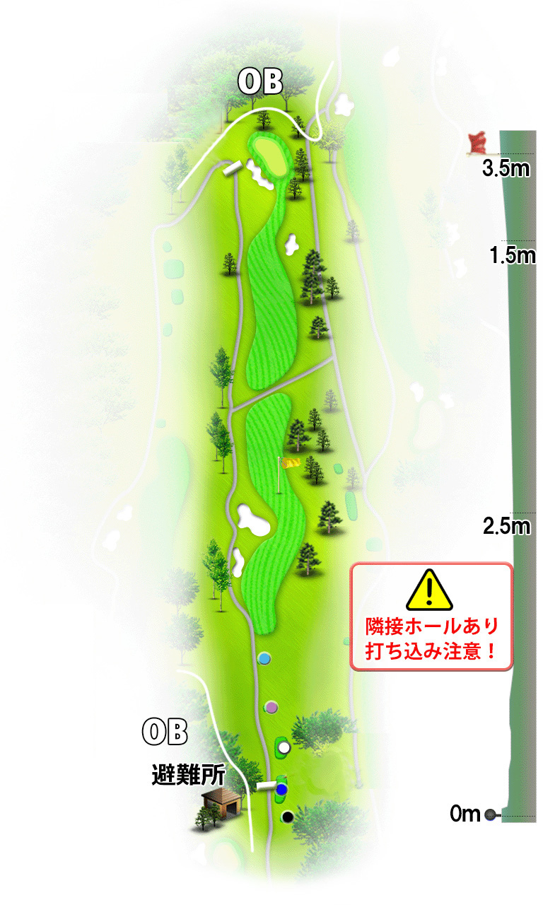 日野ゴルフ倶楽部 クイーンIN16番ホール コース図