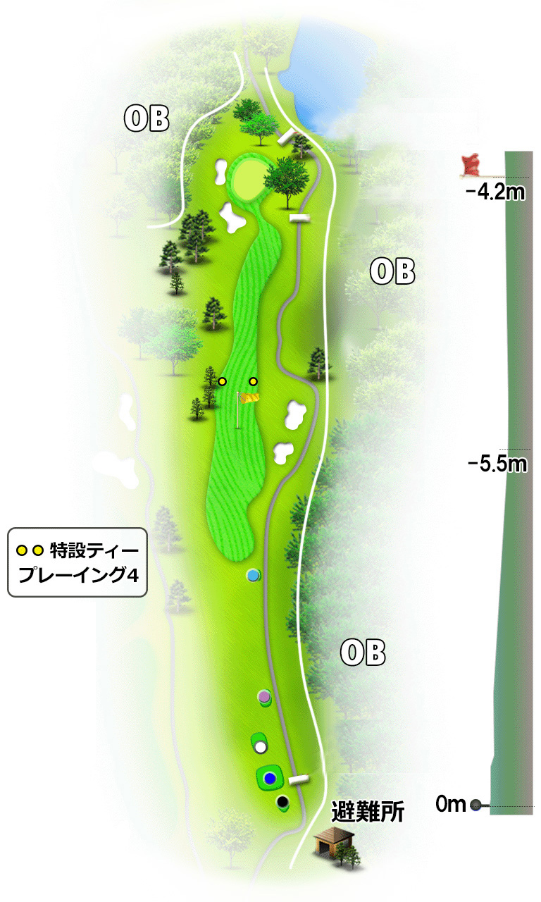 日野ゴルフ倶楽部 クイーンIN17番ホール コース図