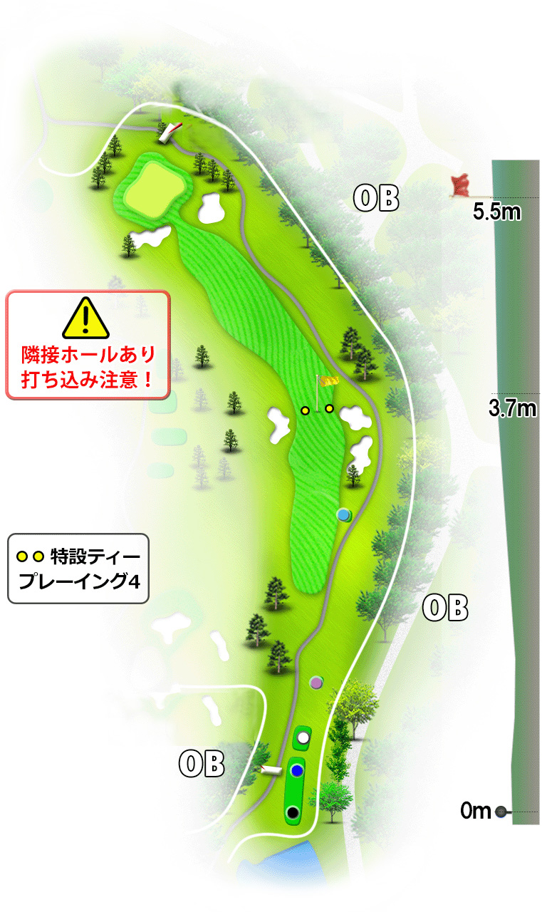 日野ゴルフ倶楽部 クイーンIN18番ホール コース図