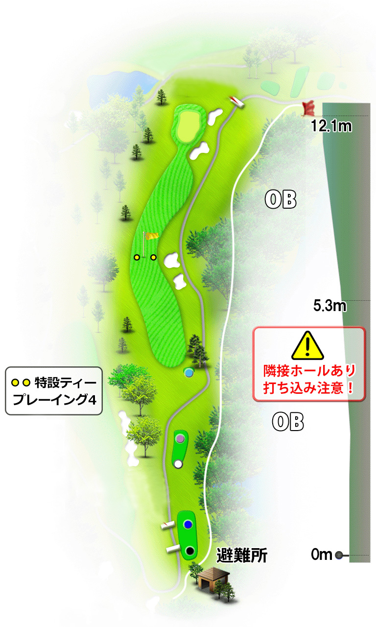 日野ゴルフ倶楽部 クイーンOUT2番ホール コース図