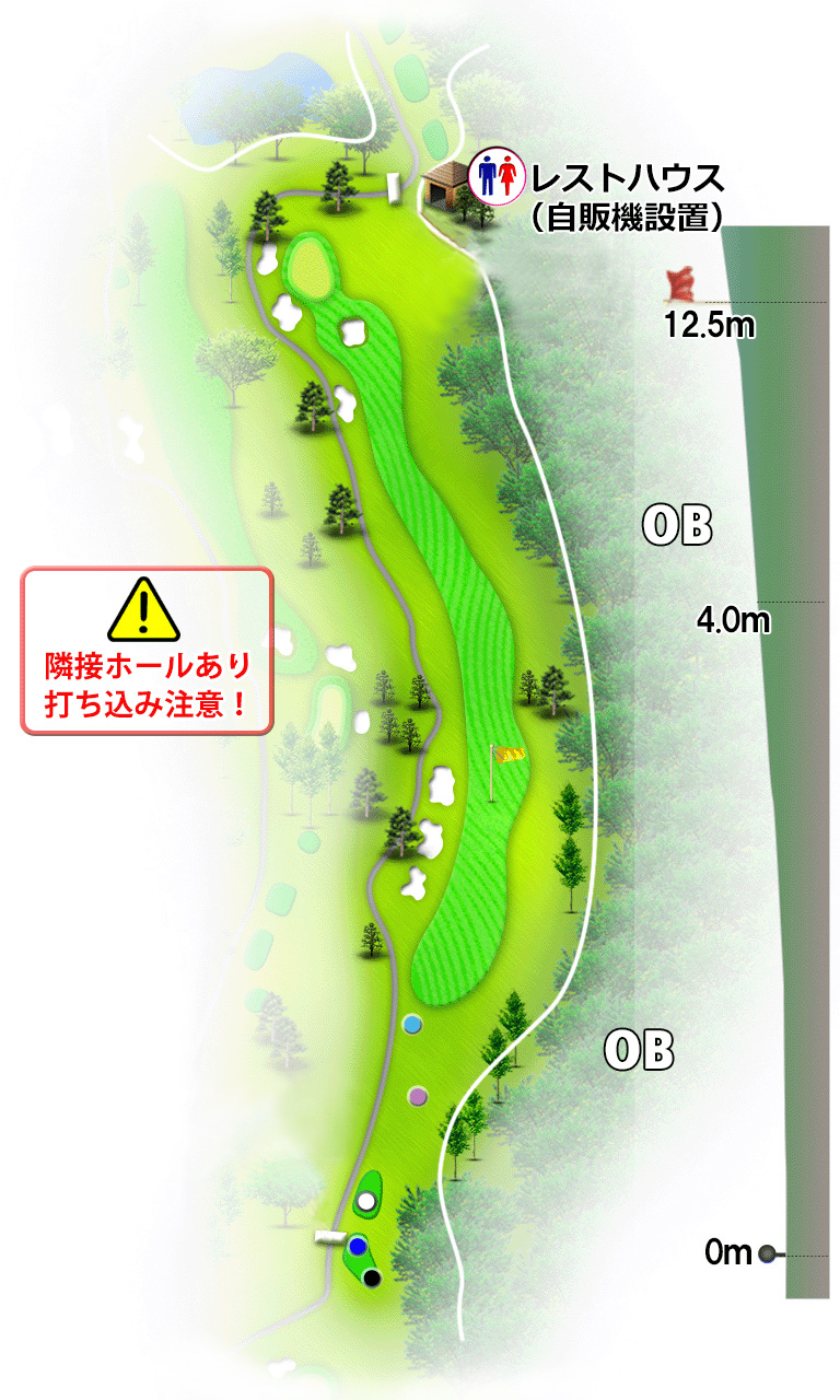 日野ゴルフ倶楽部 クイーンOUT5番ホール コース図