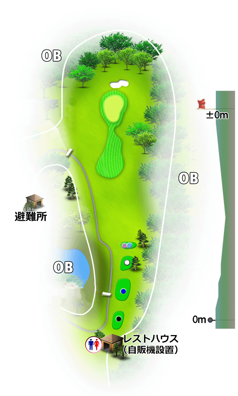 日野ゴルフ倶楽部 クイーンOUT6番ホール コース図