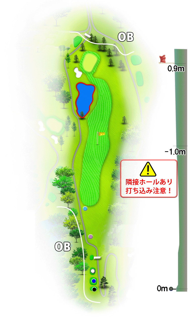 日野ゴルフ倶楽部 クイーンOUT9番ホール コース図