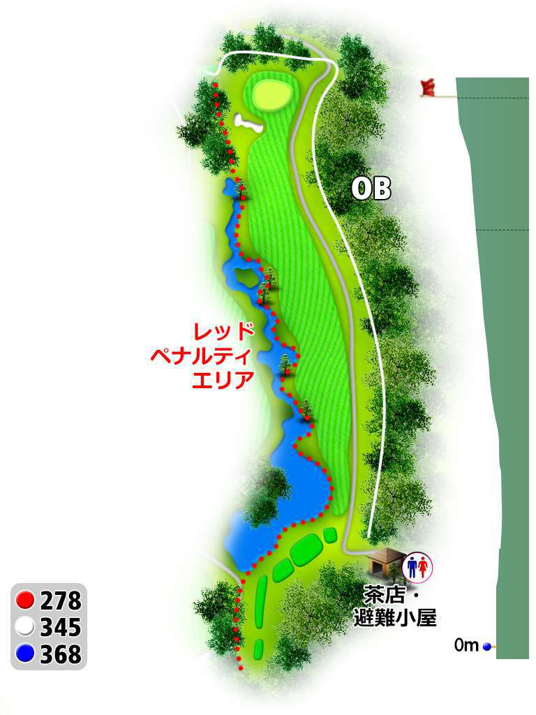 東海カントリー倶楽部 IN14番ホール コース図