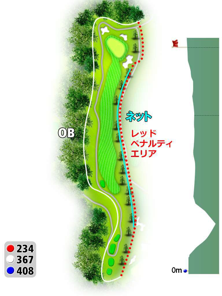 東海カントリー倶楽部 OUT2番ホール コース図