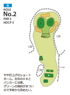 大多喜カントリークラブ 南2番ホール コース図