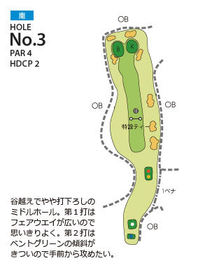 大多喜カントリークラブ 南3番ホール コース図