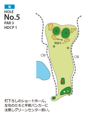 大多喜カントリークラブ 南5番ホール コース図