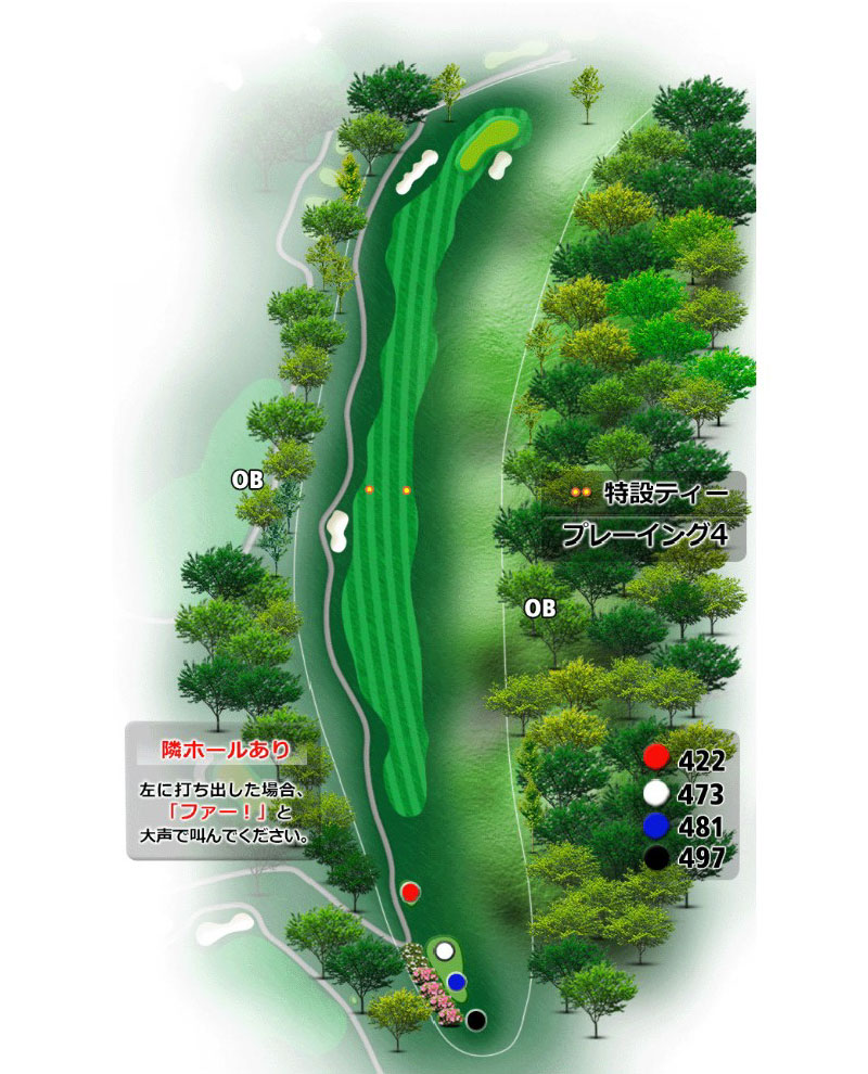 ゴールド福井カントリークラブ IN14番ホール コース図