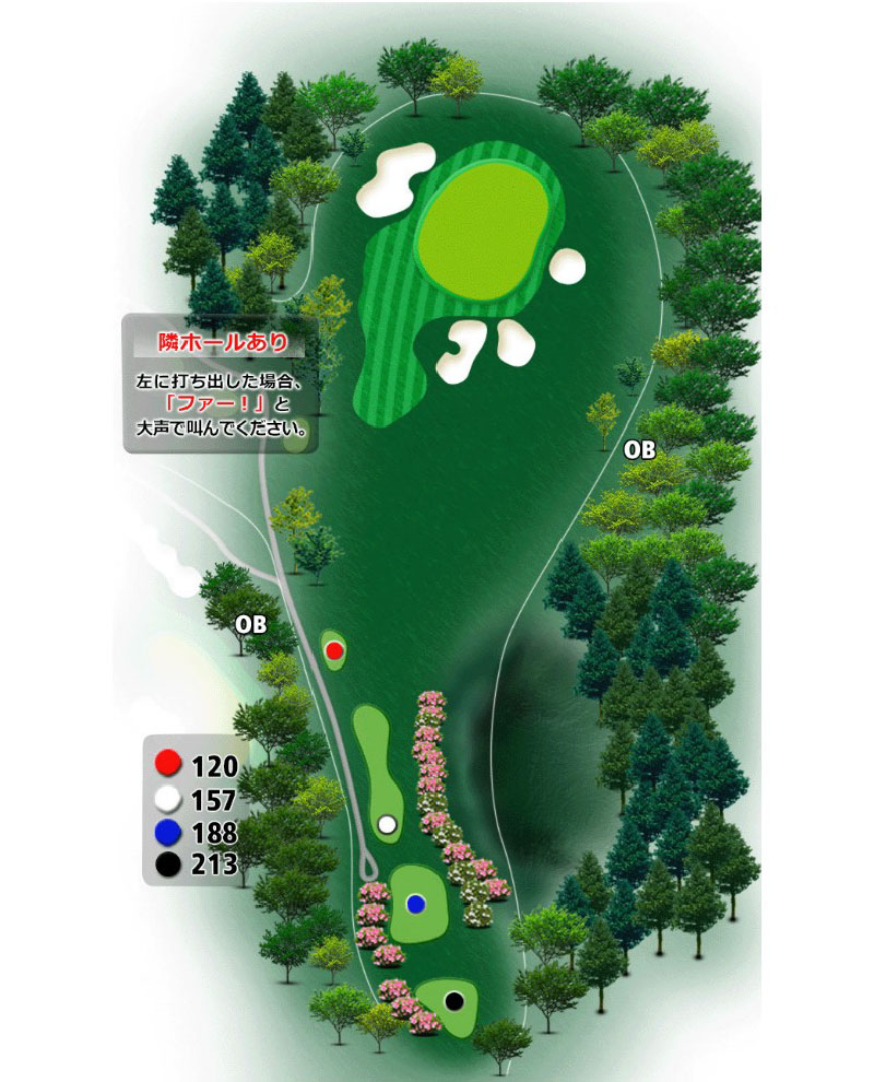 ゴールド福井カントリークラブ IN15番ホール コース図