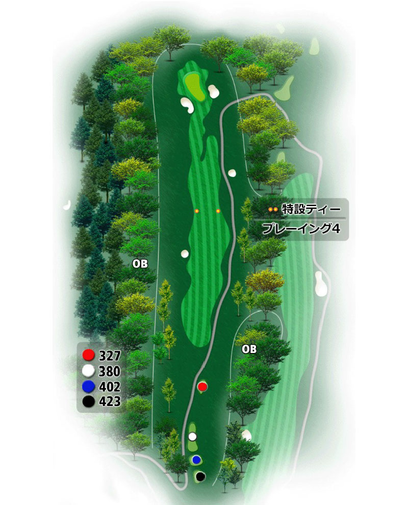ゴールド福井カントリークラブ OUT1番ホール コース図