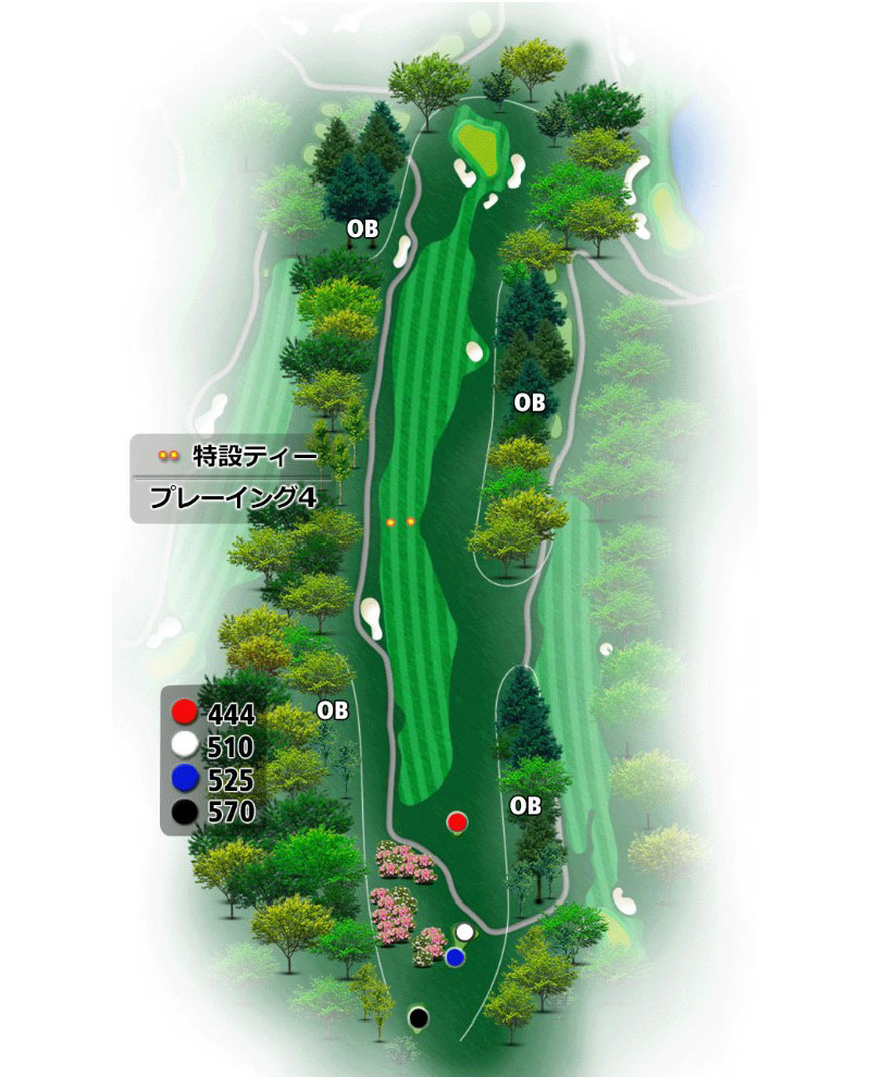 ゴールド福井カントリークラブ OUT2番ホール コース図