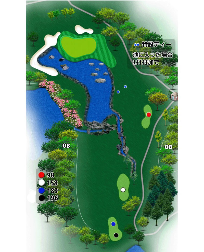 ゴールド福井カントリークラブ OUT7番ホール コース図